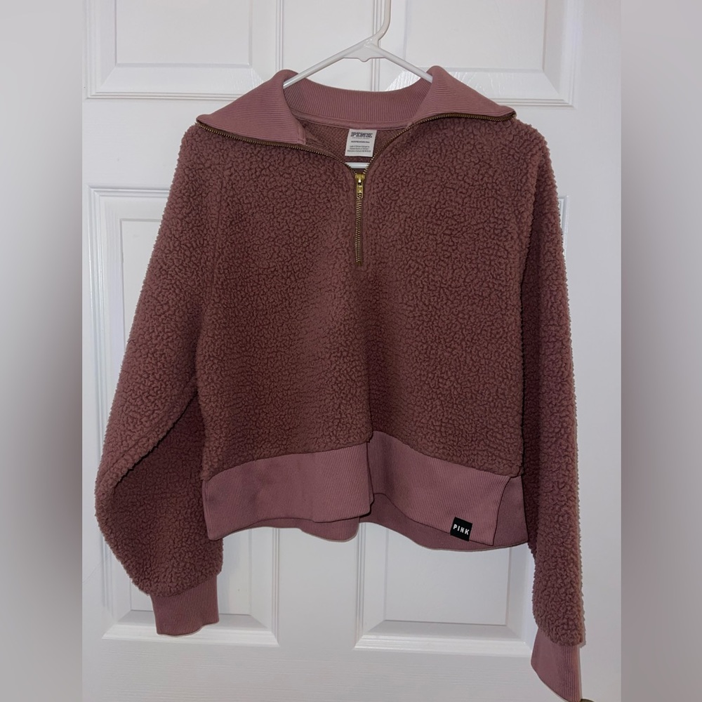 Pink sherpa cropped sweatshirt